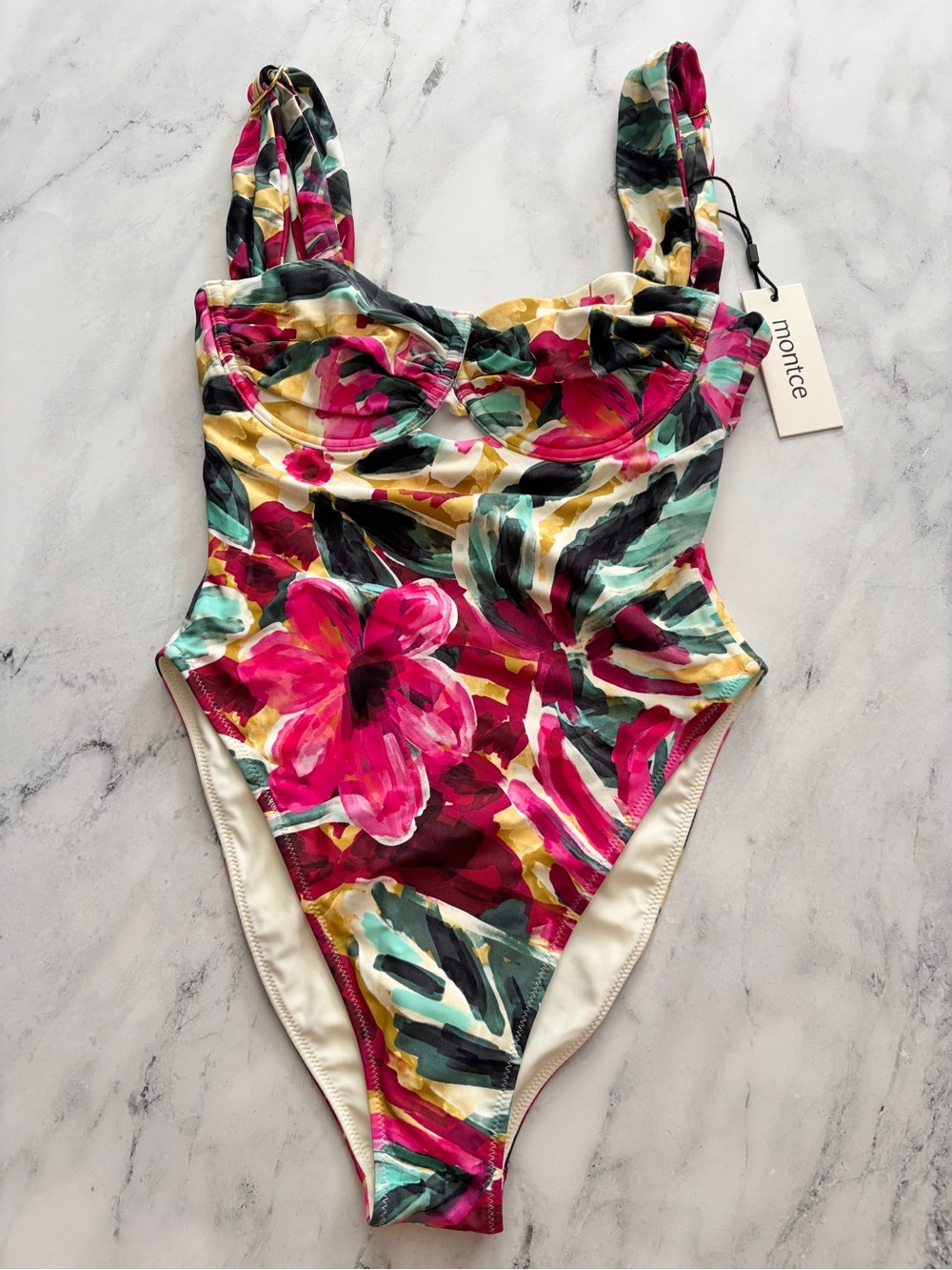 Montce Swimsuit Swim Suit One Piece Isla Floral Bella Nwt Underwire XS